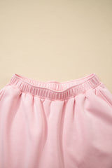 Light Pink Puff Sleeve Pearl Embellished Scallop Trim Top 2 Piece Skort Set Two Piece Dresses JT's Designer Fashion