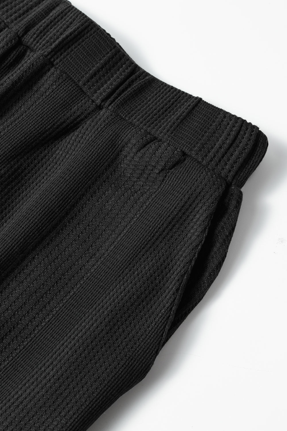 Black Solid Color Ribbed Ruffle Tank Top and Pants Set Pant Sets JT's Designer Fashion
