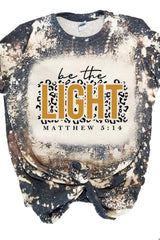Multicolor LIGHT Letter Leopard Print Color Block Short Sleeve Top Graphic Tees JT's Designer Fashion