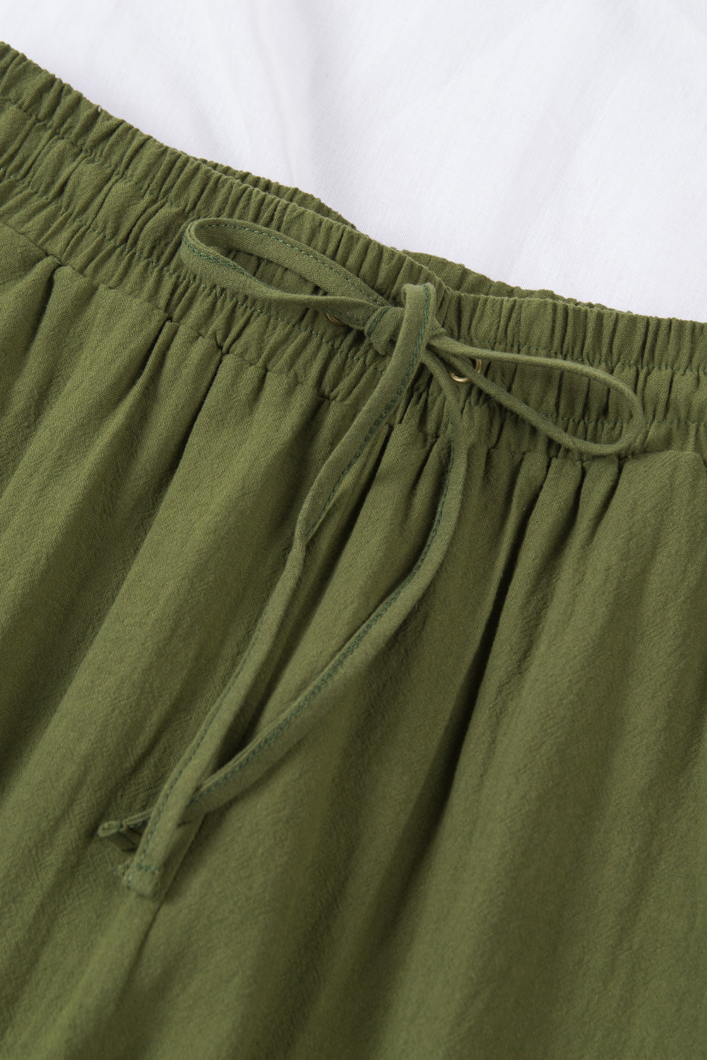 Green Drawstring Elastic Waist Pockets Long Straight Legs Pants Pants & Culotte JT's Designer Fashion