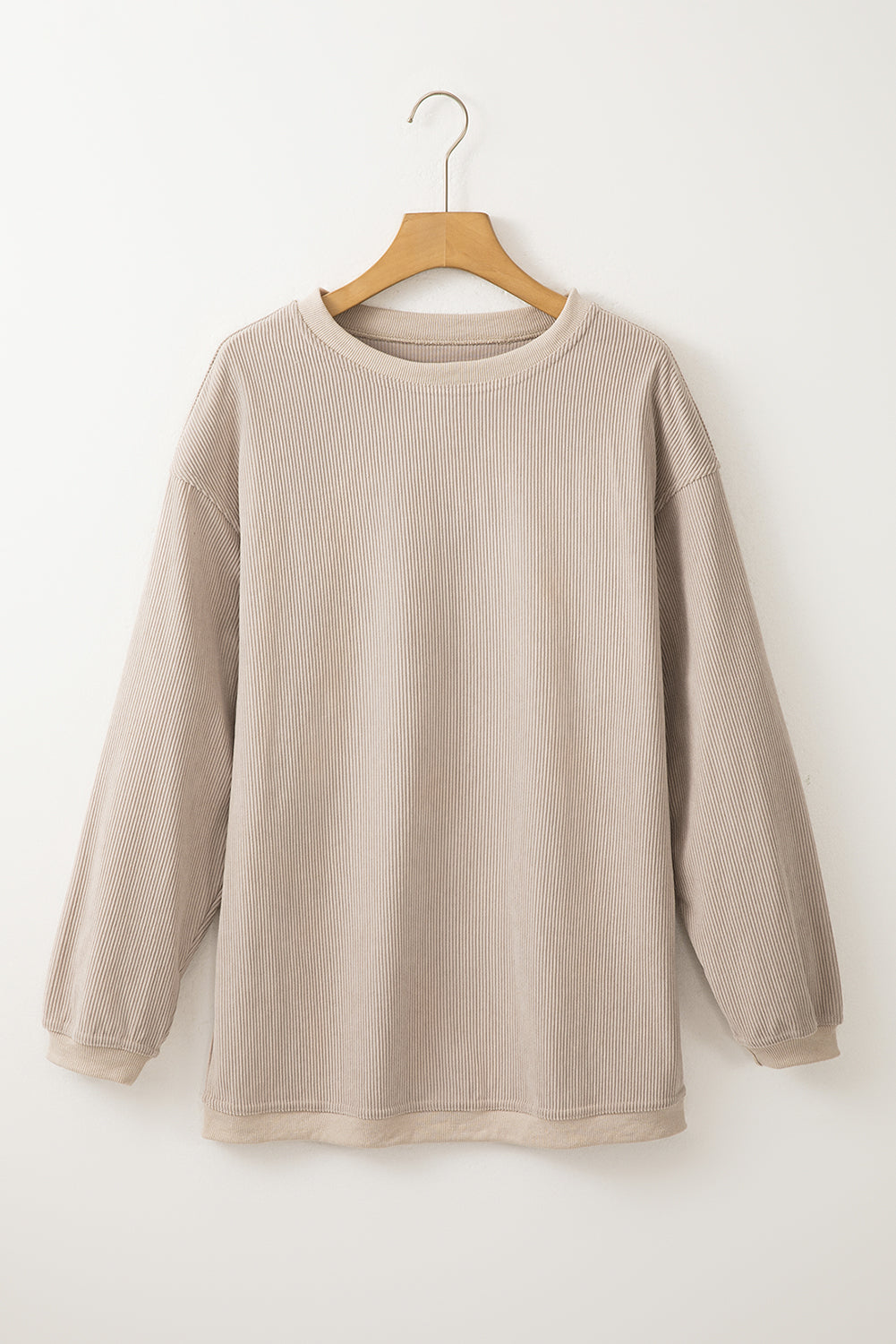 Smoke Gray Ribbed Corduroy Oversized Sweatshirt Sweatshirts & Hoodies JT's Designer Fashion