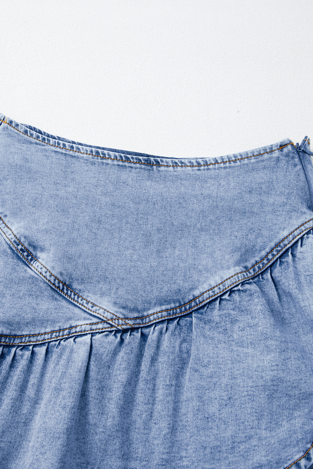 Beau Blue Asymmetric Ruffle Overlay Denim Mini Skirt Skirts & Petticoat JT's Designer Fashion
