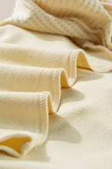 Beige Thermal Knit Patchwork Exposed Seam Long Sleeve Top Long Sleeve Tops JT's Designer Fashion