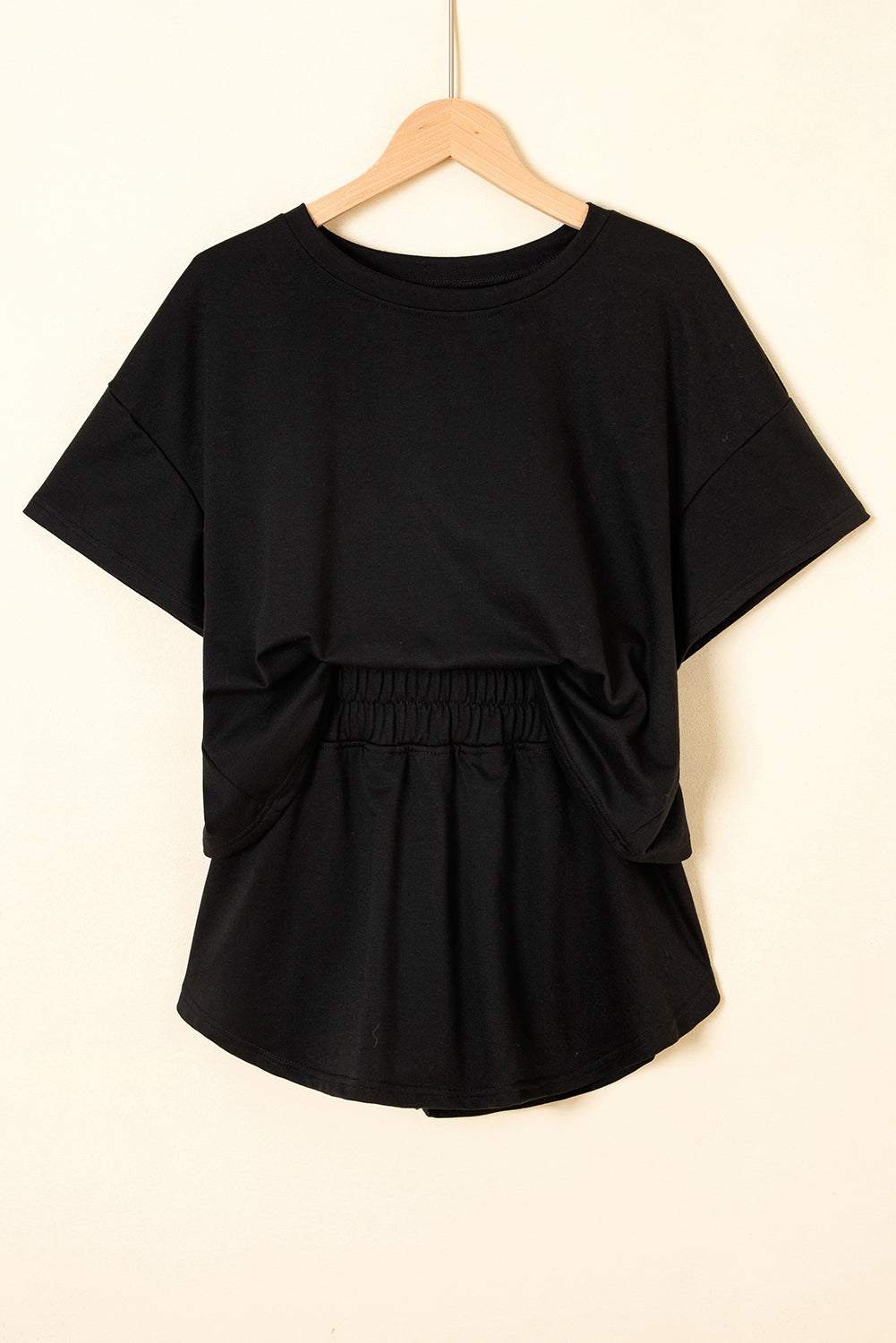 Black 2pcs Cropped Tee and Ruffle High Waist Skort Set Short Sets JT's Designer Fashion