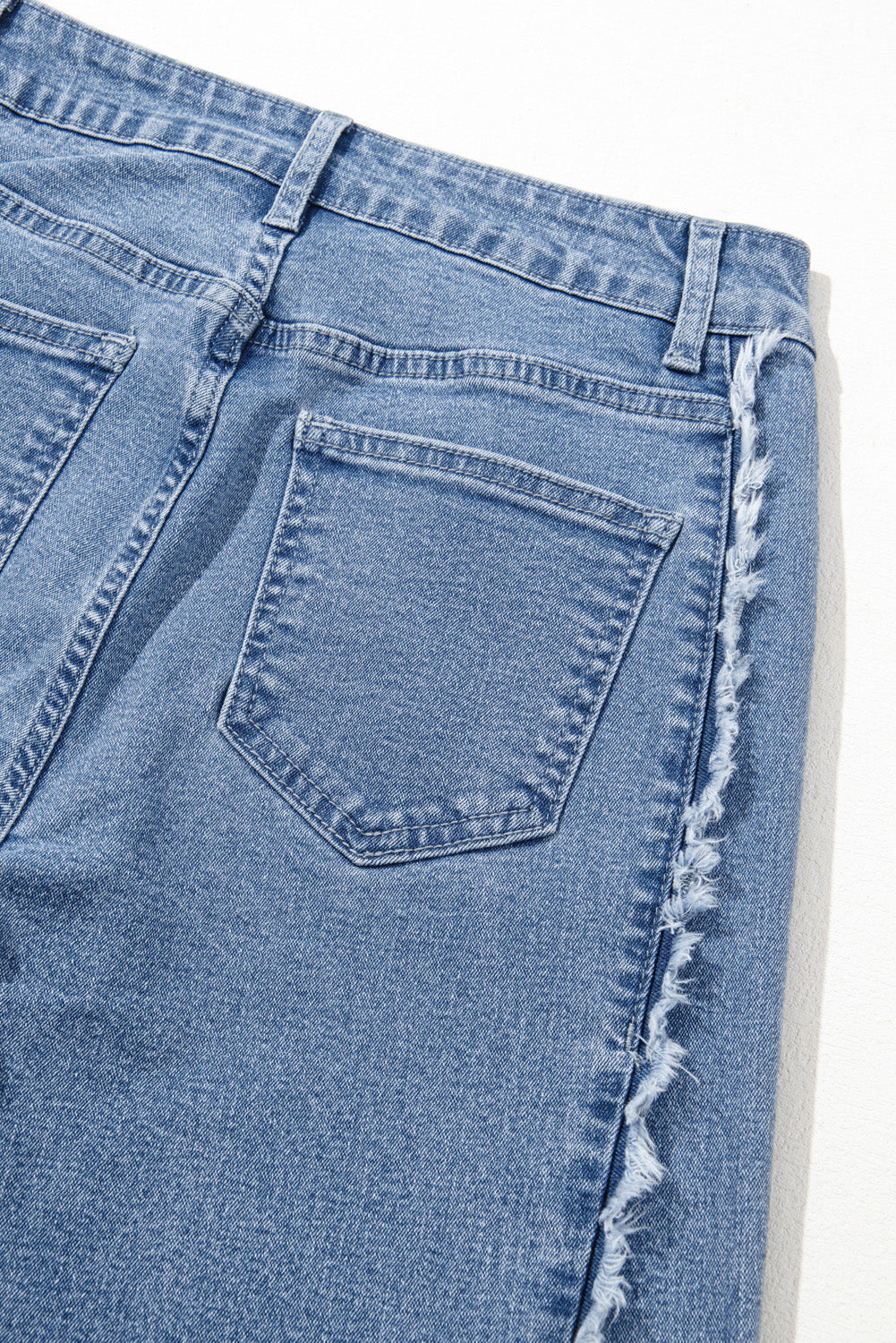 Beau Blue Vintage Stitching Raw Hem Flared Jeans Jeans JT's Designer Fashion
