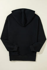 Black Fleece Lined Kangaroo Pocket Drawstring Chunky Hoodie Sweatshirts & Hoodies JT's Designer Fashion