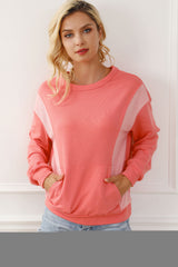 Contrast Patchwork Kangaroo Pocket Sweatshirt Sweatshirts & Hoodies JT's Designer Fashion