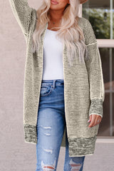 Apricot Plaid Knitted Long Open Front Cardigan Sweaters & Cardigans JT's Designer Fashion