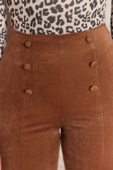 Chestnut Solid Color Double Breasted Straight Leg Pants Pants & Culotte JT's Designer Fashion