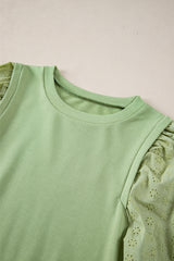 Mist Green Solid Patchwork Sleeve Round Neck Sweatshirt Sweatshirts & Hoodies JT's Designer Fashion