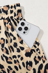 Parchment Leopard Drawstring Flowy Wide Leg Pants Pants & Culotte JT's Designer Fashion