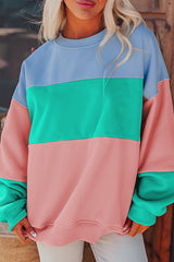 Blossom Colorblock Patchwork Drop Shoulder Sweatshirt Sweatshirts & Hoodies JT's Designer Fashion