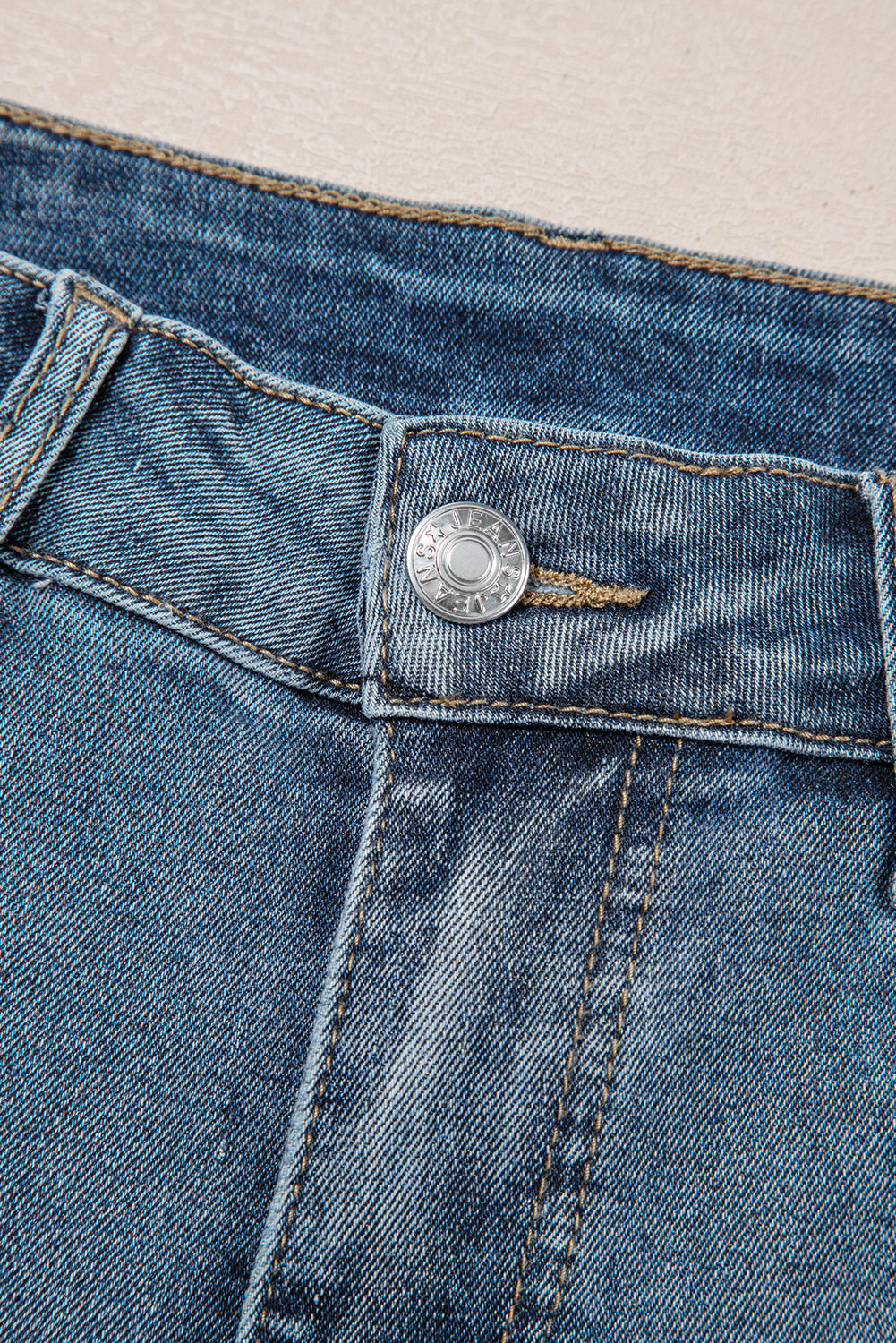 Beau Blue Slightly Distressed Ankle-length Straight Jeans Jeans JT's Designer Fashion