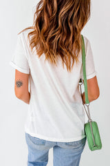 White Crawfish Bow Printed Summer T Shirt Graphic Tees JT's Designer Fashion