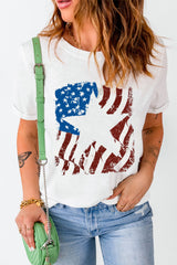 White American Flag Star Graphic Crew Neck T Shirt Graphic Tees JT's Designer Fashion