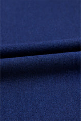 Dusk Blue Solid Crossed Waist High Elastic Fit Flare Knit Jeans Jeans JT's Designer Fashion