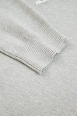 Light Grey Button Keyhole Lace Patchwork Drop Shoulder Sweater Sweaters JT's Designer Fashion