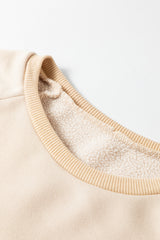 Oatmeal Contrast 2-tone Patchwork Raglan Sleeve Sweatshirt Sweatshirts & Hoodies JT's Designer Fashion
