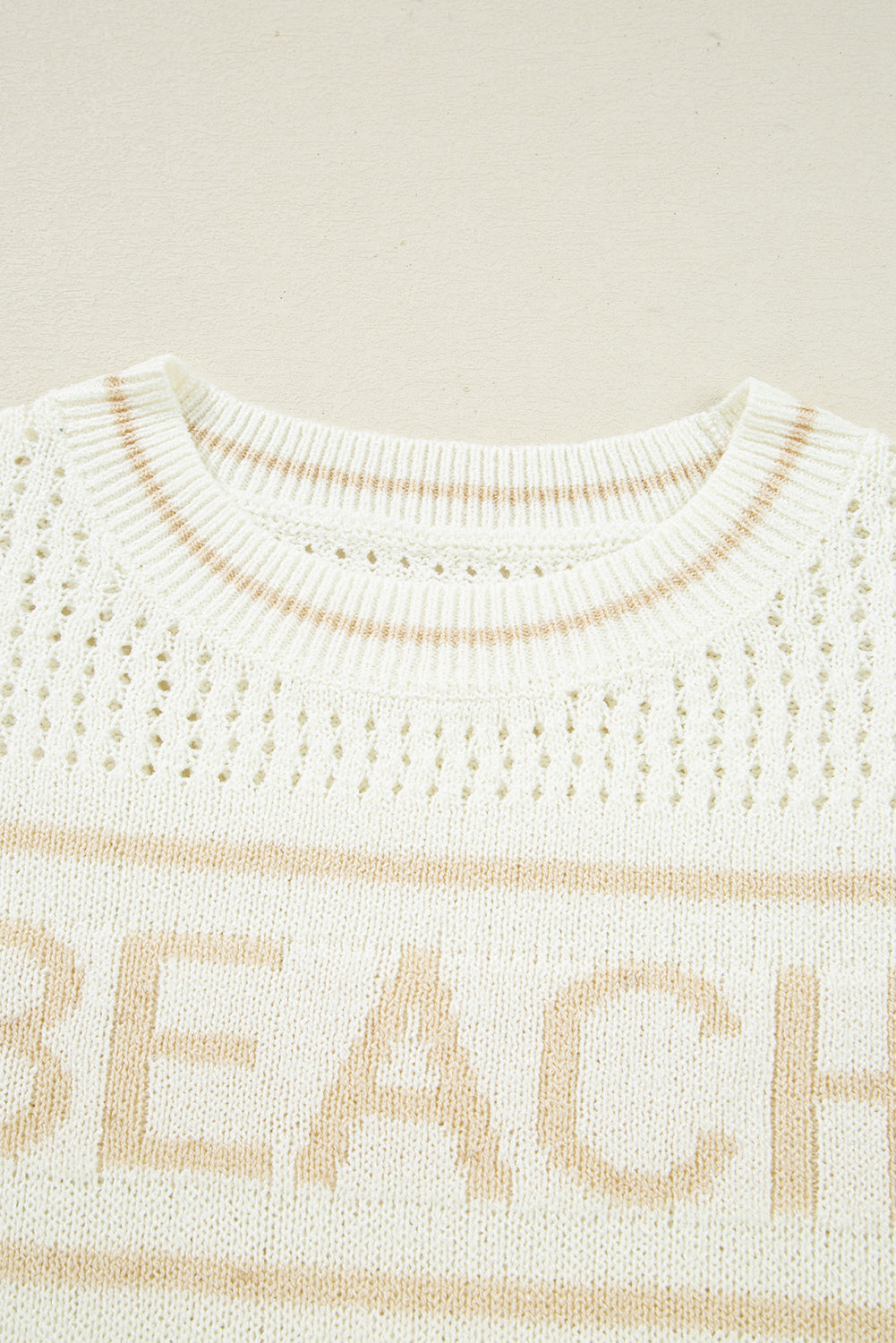 White BEACH Hollow Out Knitted Lightweight Dolman Sweater Sweaters JT's Designer Fashion