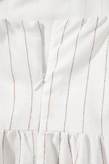 Beige Stripe Spaghetti Strap Pocketed High Waist Long Dress Maxi Dresses JT's Designer Fashion