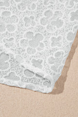 White Floral Lace Puff Sleeve Empire Waist Mini Dress Mini Dresses JT's Designer Fashion