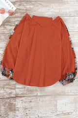 Orange Contrast Eyelet Thermal Knit Top Long Sleeve Tops JT's Designer Fashion