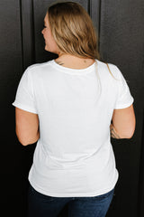 White Round Neck Rolled Sleeve Plus Size T-shirt Plus Size JT's Designer Fashion