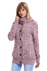 Red Long Sleeve Button-up Hooded Cardigans Sweaters & Cardigans JT's Designer Fashion