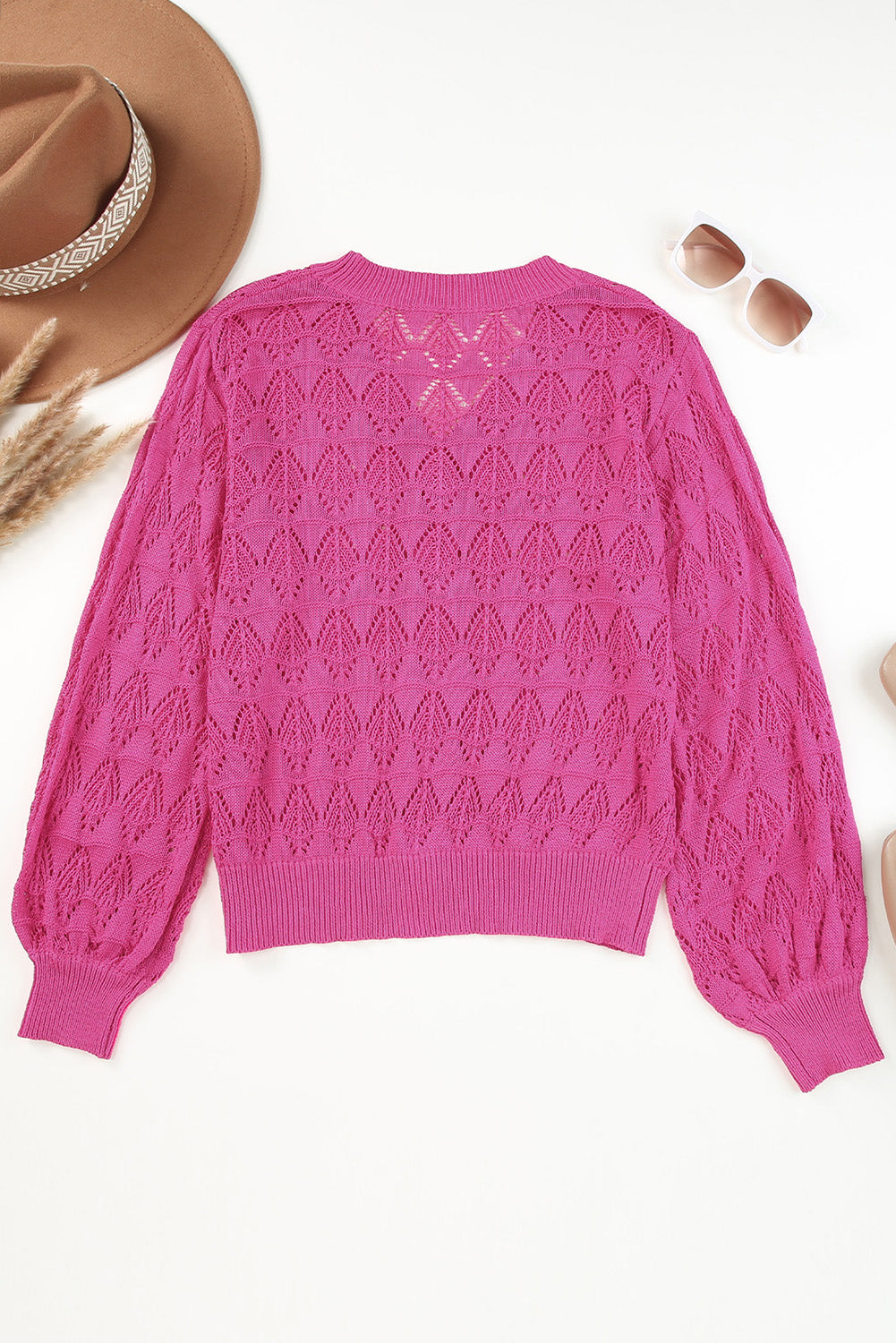 Rose Lightweight Buttoned Front Crochet Cardigan Cardigans JT's Designer Fashion