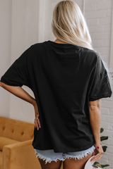 Black Western Horse Patched Crew Neck Graphic T Shirt Graphic Tees JT's Designer Fashion