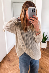Smoke Gray Crochet Hollow-out Jumper Top Sweater Sweaters JT's Designer Fashion