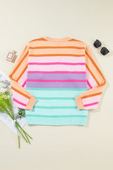Multicolour Gradient Ribbed Edge Loose Sweater Sweaters JT's Designer Fashion