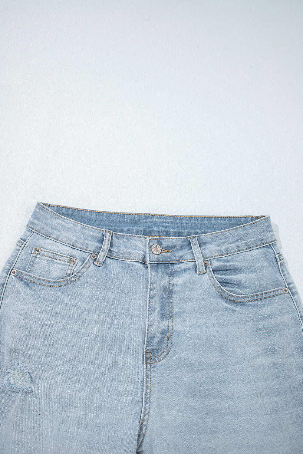 Beau Blue Mid Rise Ankle-Length Distressed Skinny Jeans Jeans JT's Designer Fashion