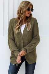 Olive Chunky Wide Long Sleeve Knit Cardigan Sweaters & Cardigans JT's Designer Fashion