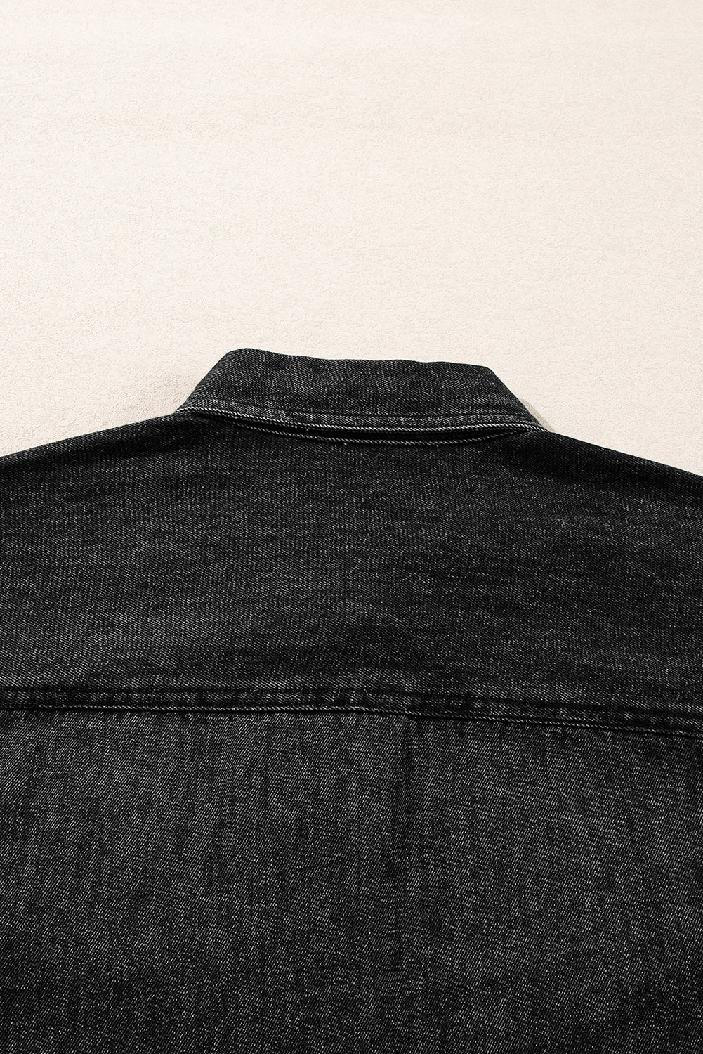 Black Flap Pocket Buttons Collared Jean Jacket Denim Jackets JT's Designer Fashion