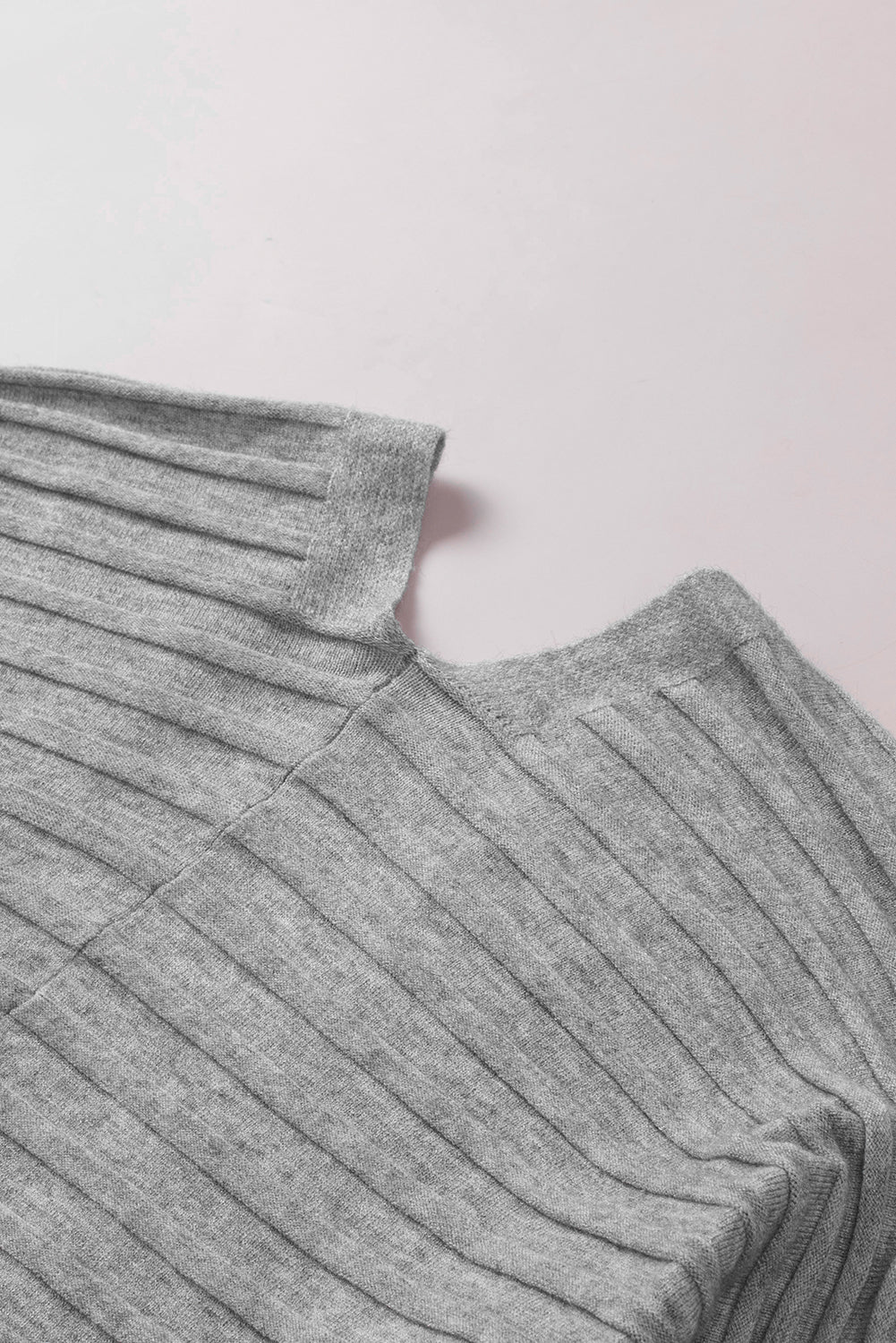 Gray Ribbed Open Front Knit Cardigan Sweaters & Cardigans JT's Designer Fashion