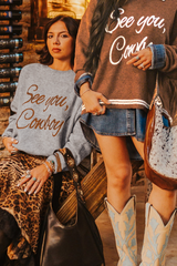 Coffee See You Cowboy Embroidered Western Graphic Sweater Sweaters JT's Designer Fashion