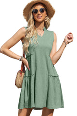 Moonlight Jade Split V Neck Tiered Flowy Sleeveless Dress Dresses JT's Designer Fashion