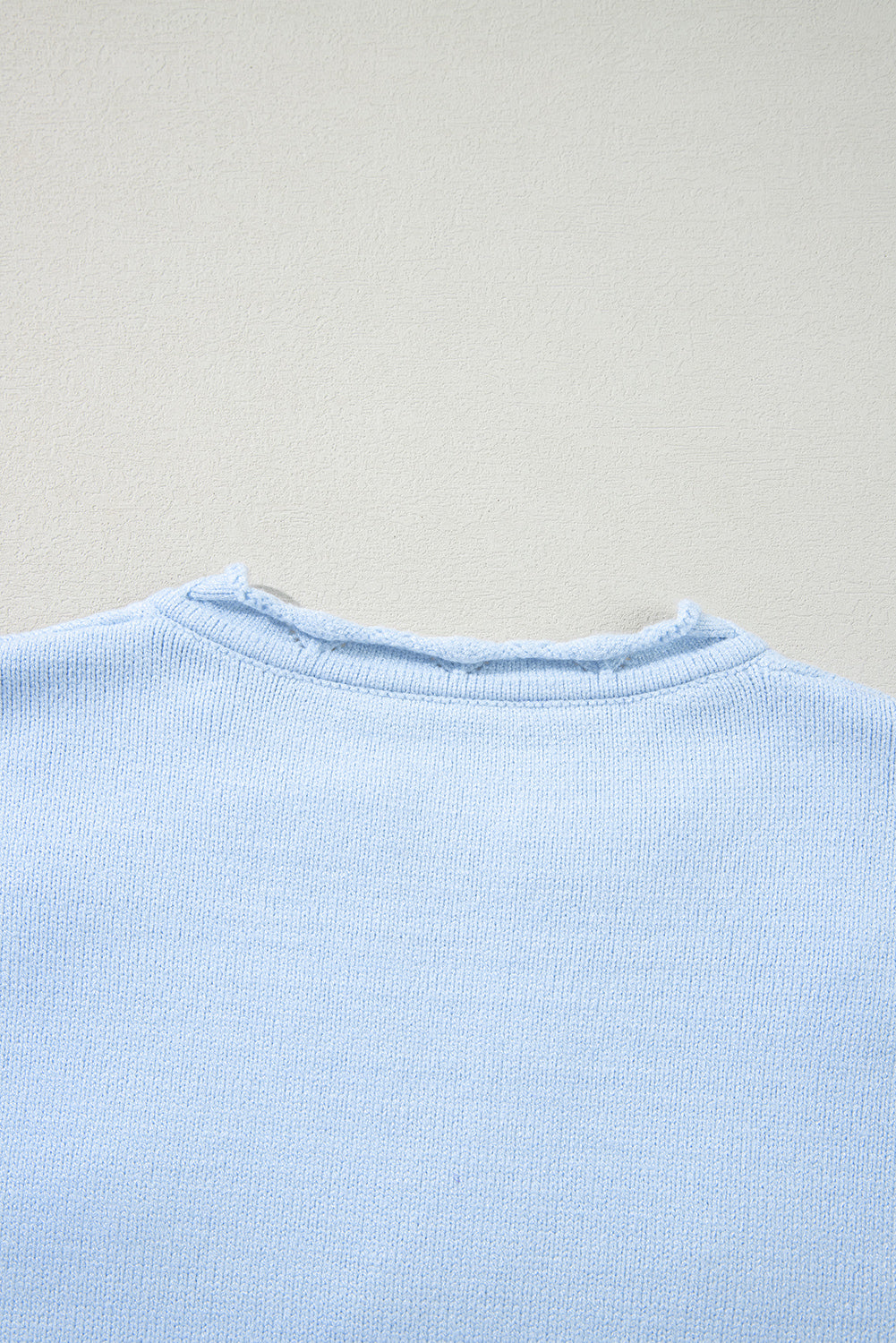 Beau Blue Flower Detail Knitted Notched Neck Sweater Sweaters JT's Designer Fashion