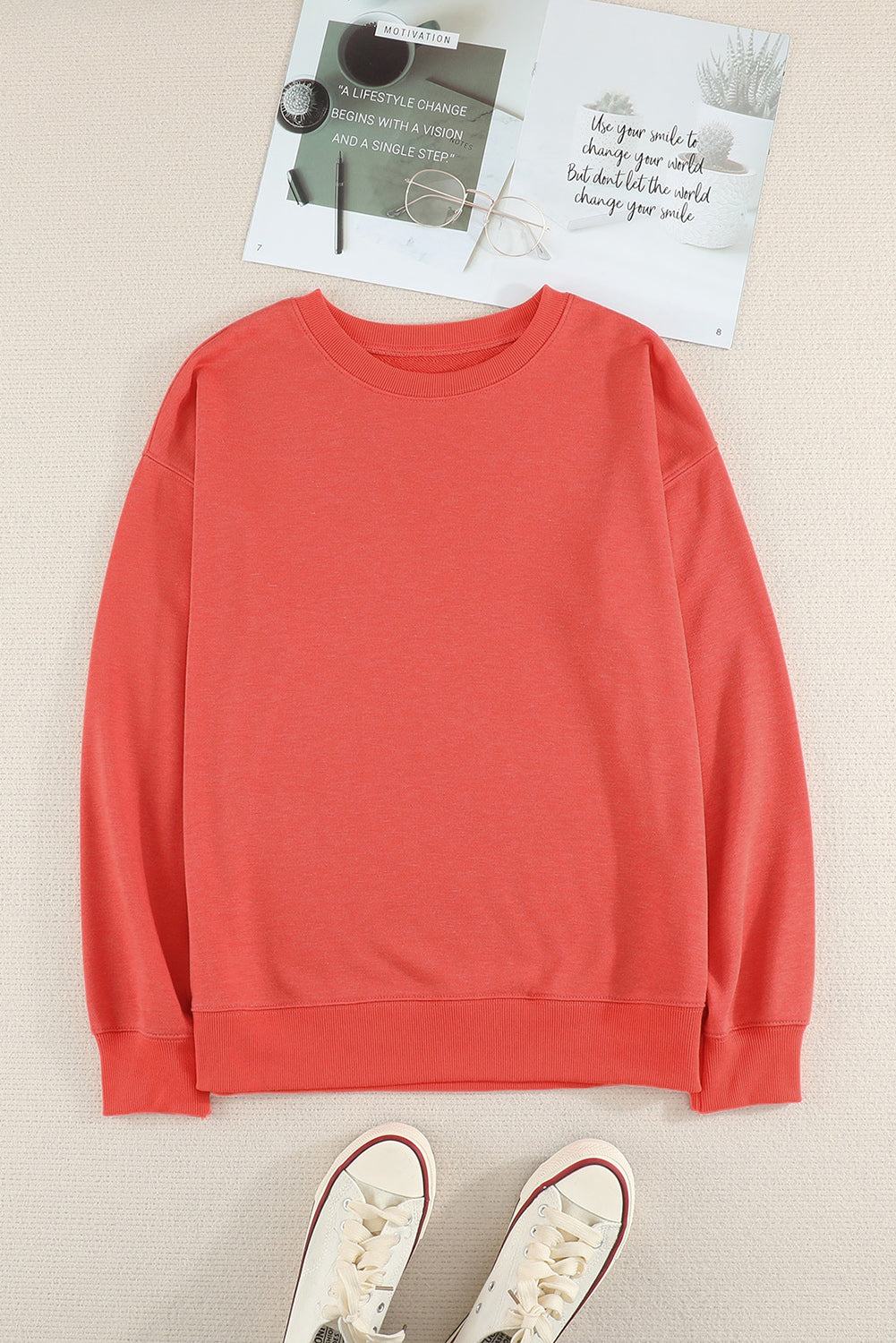 Plain Crew Neck Pullover Sweatshirt Sweatshirts & Hoodies JT's Designer Fashion