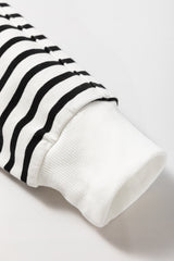 Black Stripe Raglan Sleeve Side Slits Loose Sweatshirt Sweatshirts & Hoodies JT's Designer Fashion
