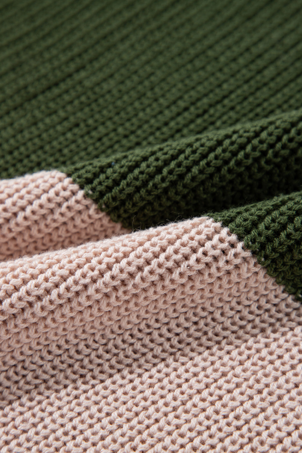 Green Color Block Striped Buttoned Shoulder Split Sweater Sweaters JT's Designer Fashion