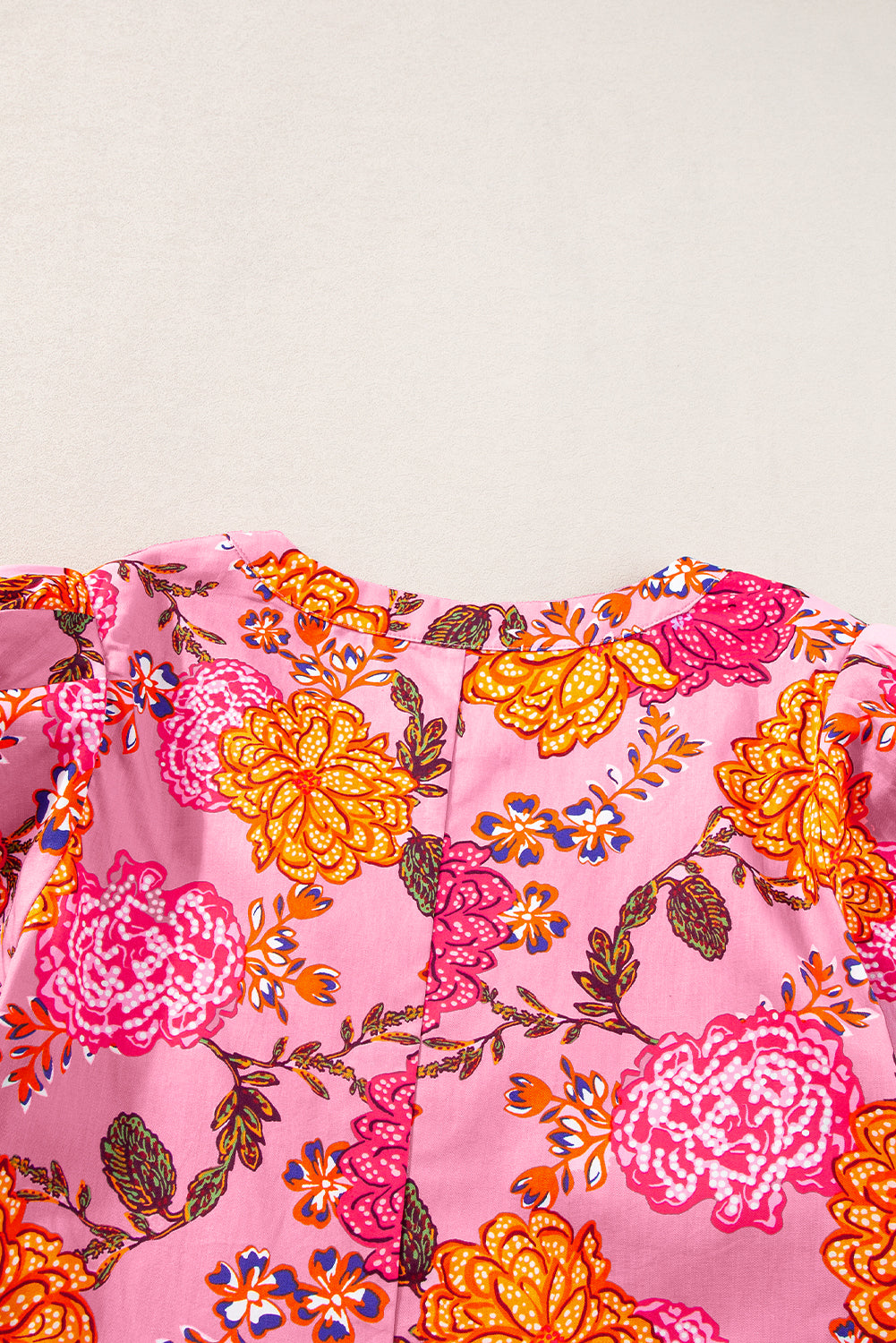 Pink Floral Bubble Sleeve V Neck Ruffled Mini Dress Floral Dresses JT's Designer Fashion