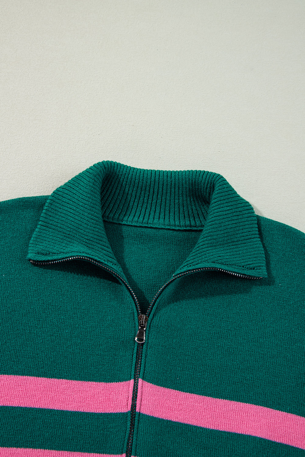 Green Collared Quarter Zipper Oversized Sweater Sweaters JT's Designer Fashion