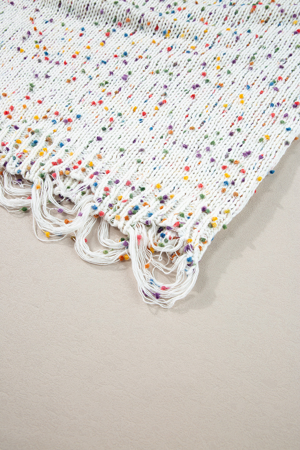 White Colorful Confetti Distressed Knit Sweater Sweaters JT's Designer Fashion