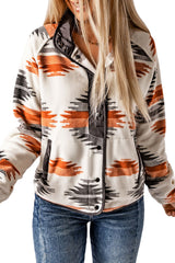 Gray Western Aztec Snap Buttoned Fleece Jacket Jackets JT's Designer Fashion