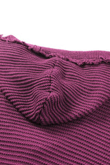 V Neck Ribbed Drop Shoulder Hooded Sweater Sweaters & Cardigans JT's Designer Fashion