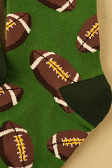 Blackish Green Rugby Football Print Mid-length Socks Socks JT's Designer Fashion