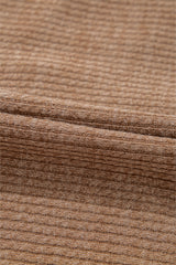 Dark Khaki Solid Color Corduroy Buttoned Long Sleeve Shacket Jackets JT's Designer Fashion