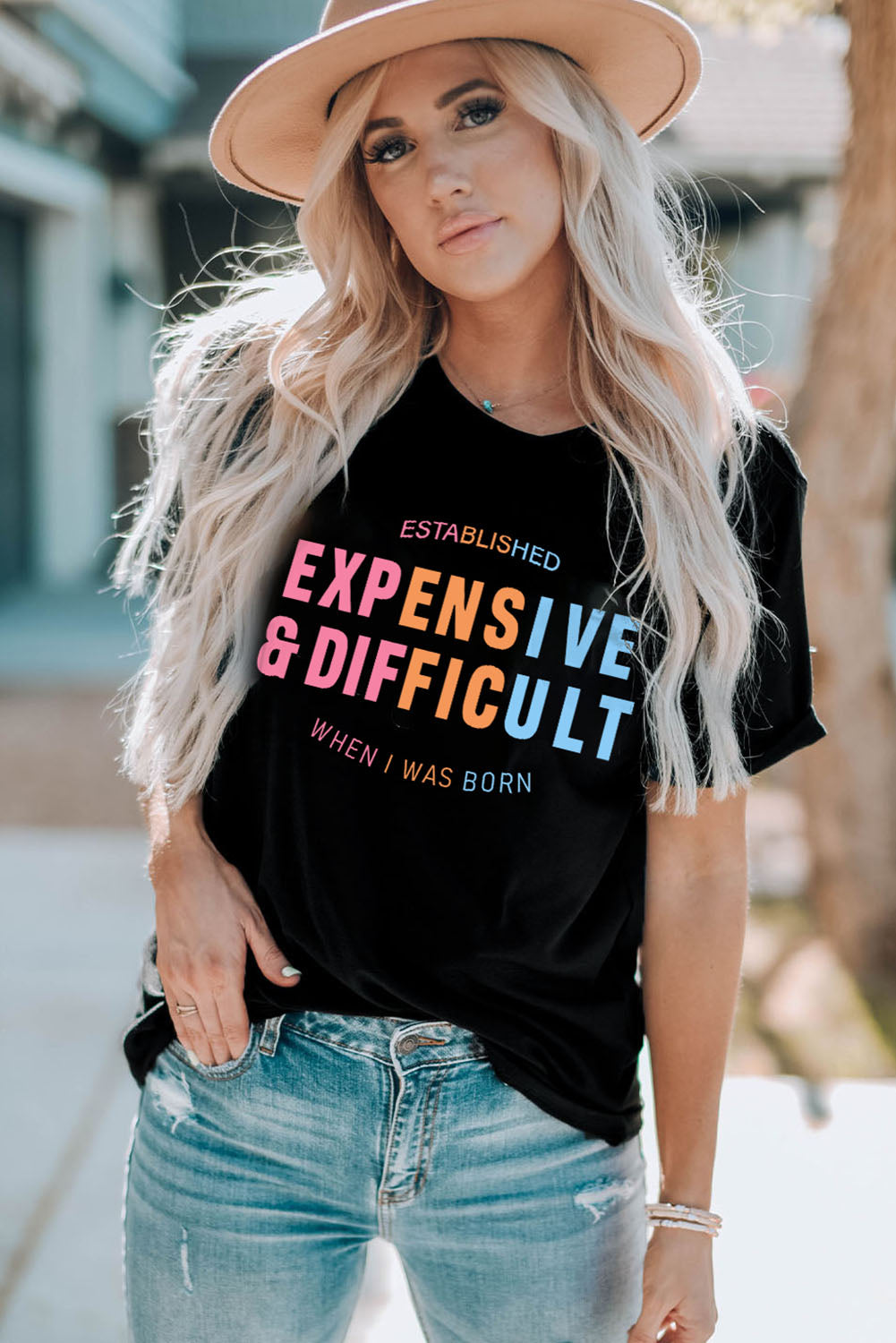 Black EXPENSIVE&DIFFICULT Graphic Tee Graphic Tees JT's Designer Fashion
